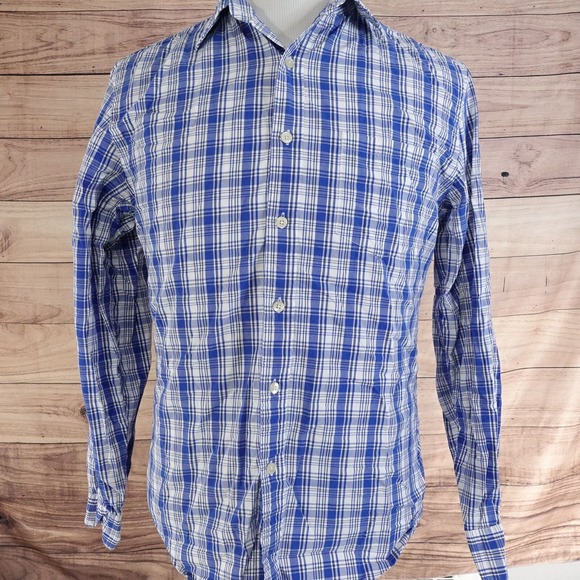 J.CREW MEN'S CASUAL BUTTON UP SHIRT PLAID TAILORED FIT SIZE M BLUE WASHED - Picture 3 of 6